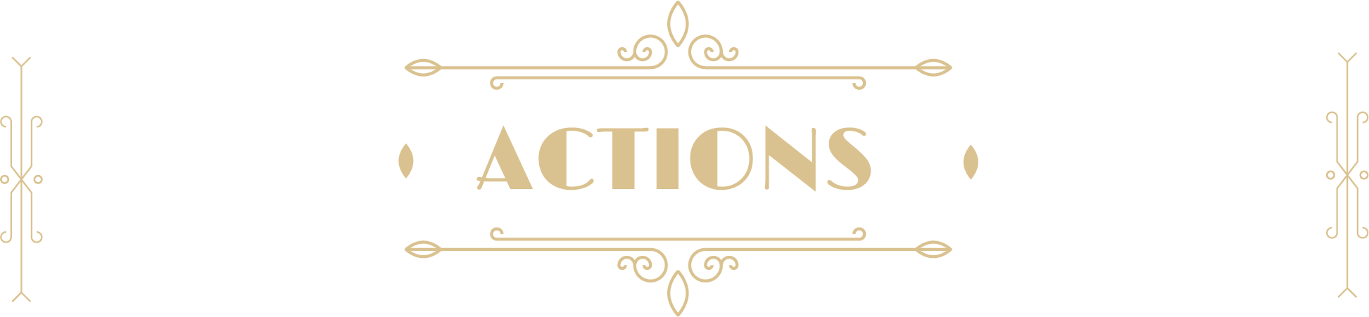 An art deco design with the word "ACTIONS" in the middle.