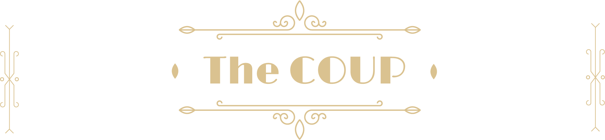 An art deco design with the word "The Coup" in the middle.