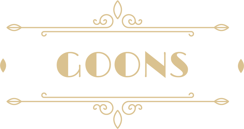 An art deco design with the word "Goons" in the middle.