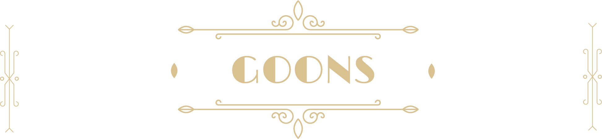 An art deco design with the word "Goons" in the middle.