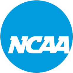 The NCAA logo: a blue circle with "NCAA" in while in the bottom half.