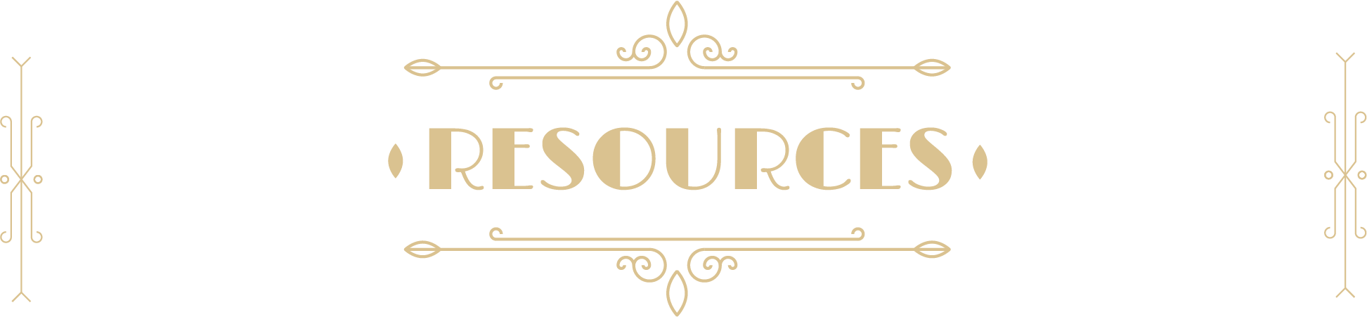 An art deco design with the word "Resources" in the middle.